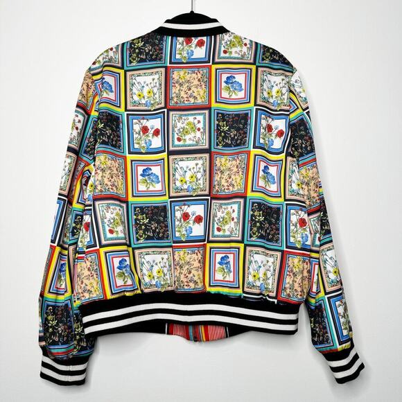 Alice + Olivia Lonnie Reversible Bomber Jacket in Tile Freesia Print Medium - Picture 8 of 10